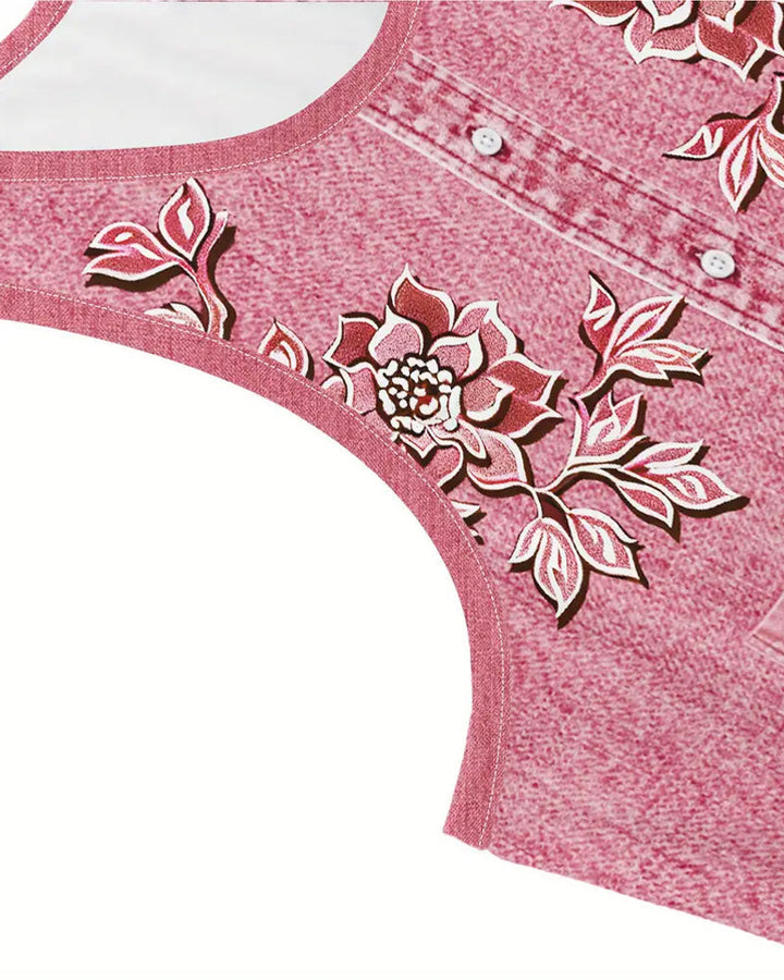 THE DELAVEA | SLEEVELESS DENIM-LOOK DRESS