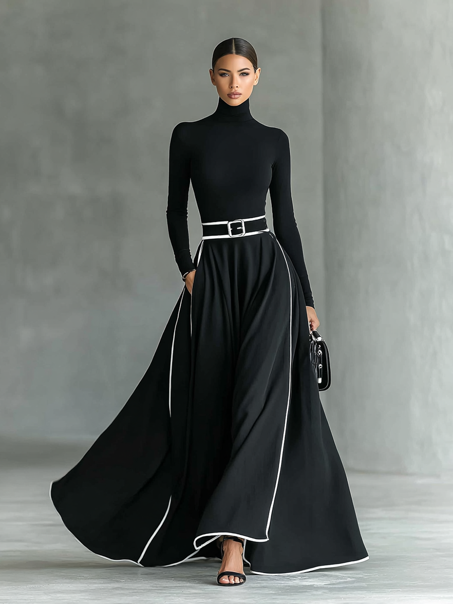 AURORA | BLACK ELEGANCE MAXI DRESS