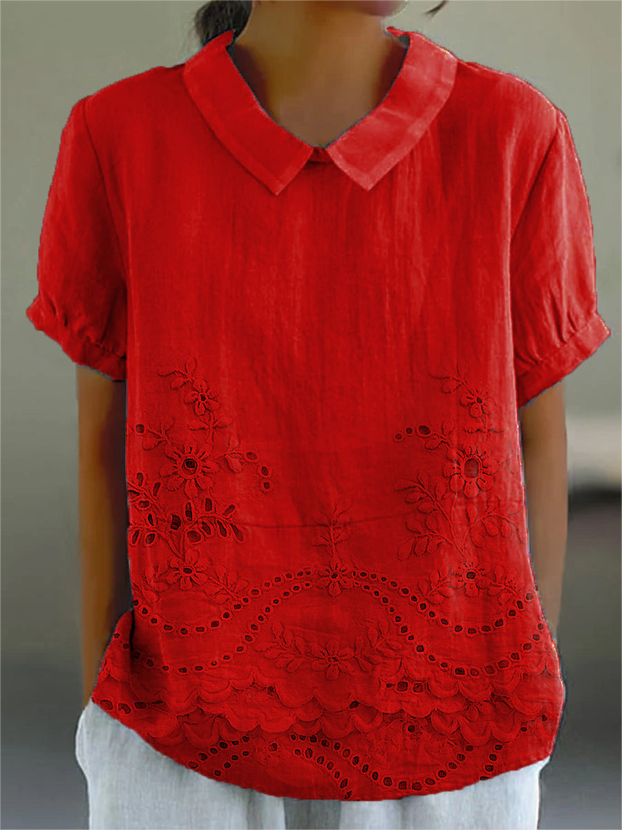 Lily | Floral Embroidery Shirt