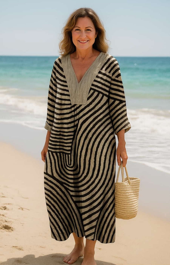 ALEJANDRA | VESTIDO CON CONTROL ABDOMINAL, ESTAMPADO ÉTNICO Y ELEGANCIA NATURAL