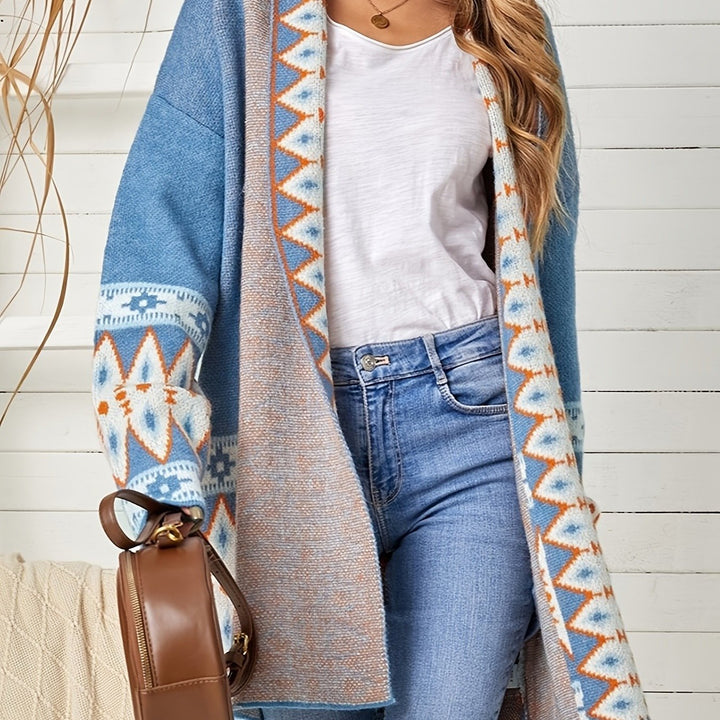 ISABELLA | BLUE AZTEC COMFORTABLE CARDIGAN