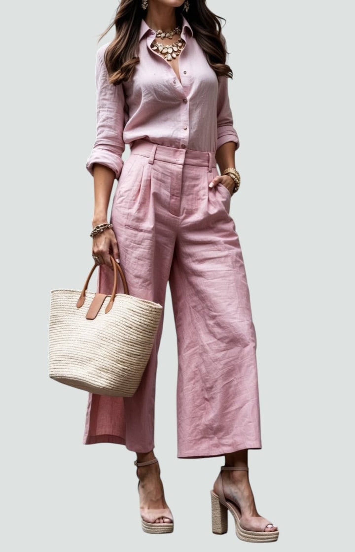 ADELINA | CONJUNTO DE LINO CON CORTE HOLGADO