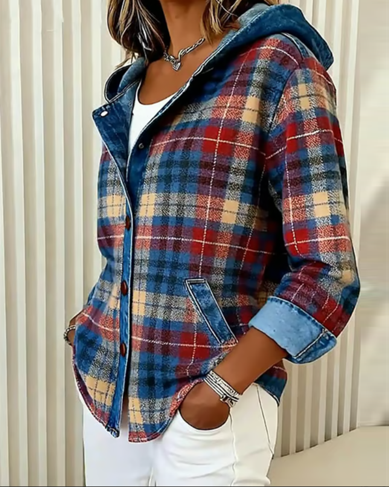 Judith® | Fashionable Checked Jacket with Hood