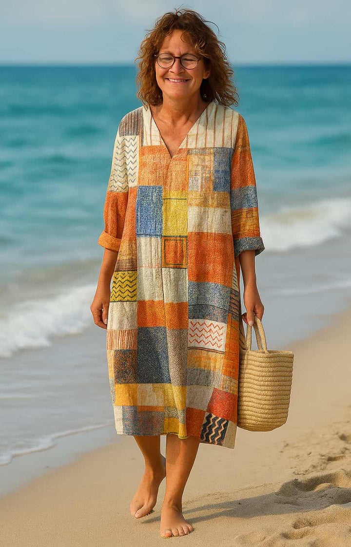 ALEJANDRA | VESTIDO CON CONTROL ABDOMINAL, ESTAMPADO ÉTNICO Y ELEGANCIA NATURAL