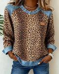 HEATHER - The Denim-Trimmed Print Pullover