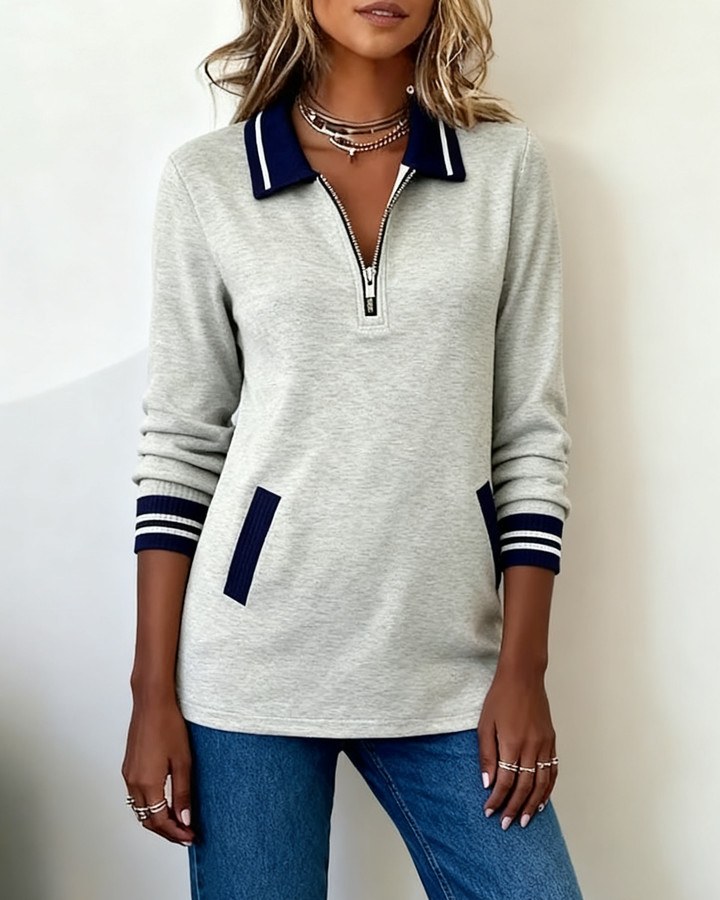 Marilyn® | Loose Sweatshirt with Lapel and Zipper