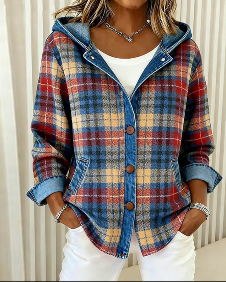 Judith® | Fashionable Checked Jacket with Hood