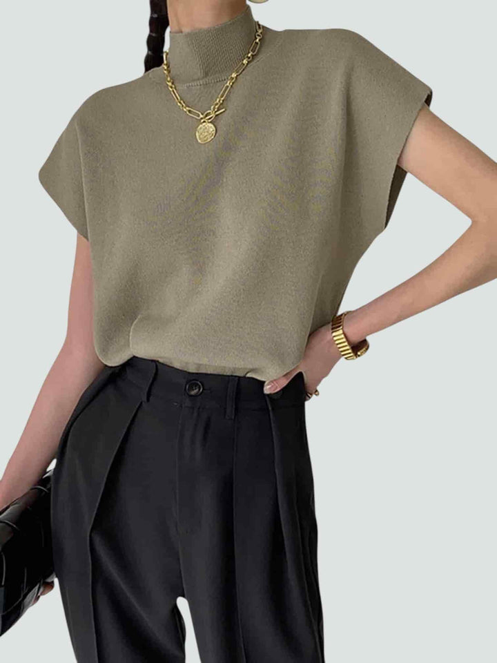 ÁNGELA | TOP DE PUNTO SIN MANGAS CON CUELLO ALTO