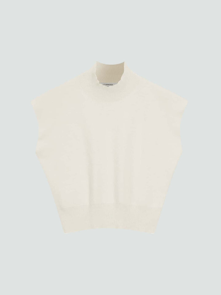 ÁNGELA | TOP DE PUNTO SIN MANGAS CON CUELLO ALTO