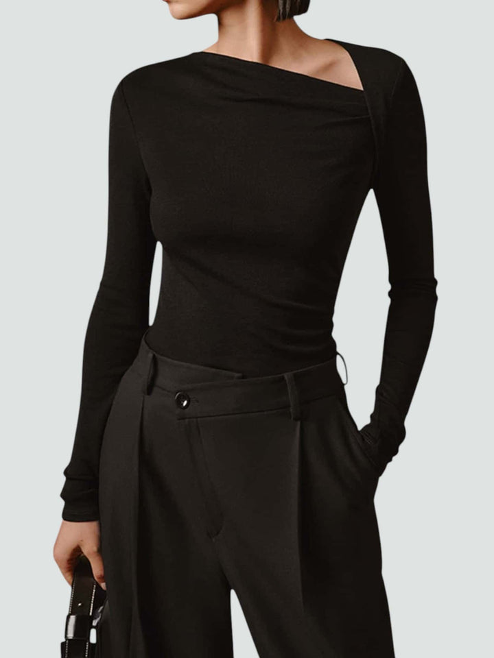 VALENTINA | TOP DE MANGA LARGA CON ESCOTE ASIMÉTRICO