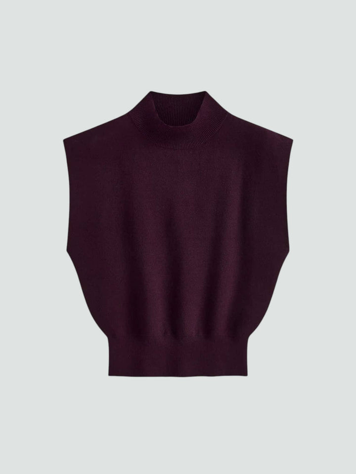 ÁNGELA | TOP DE PUNTO SIN MANGAS CON CUELLO ALTO