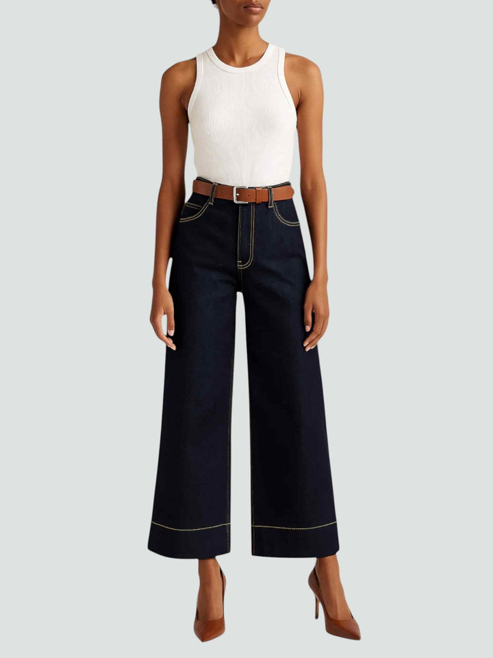 SOLEDAD | JEANS DENIM OSCUROS CON COSTURAS EN CONTRASTE