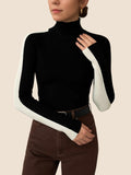 Two Tone Double Sided Long Sleeve Knit Top