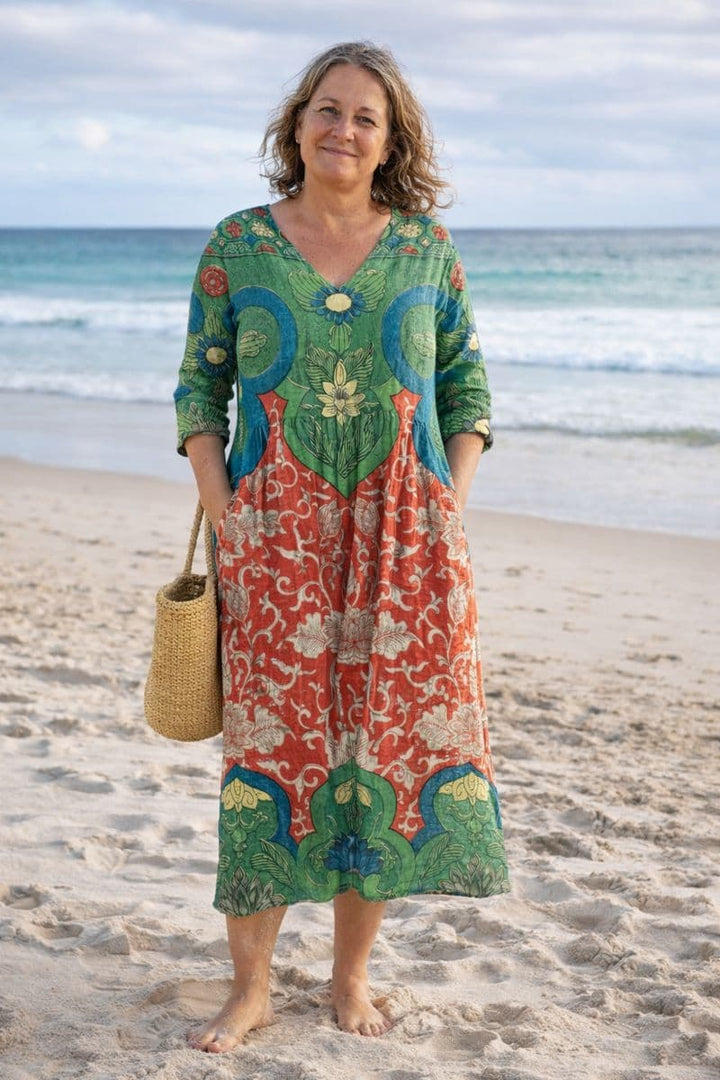 Seaside Breeze | Embroidered Eyelet Midi Dress