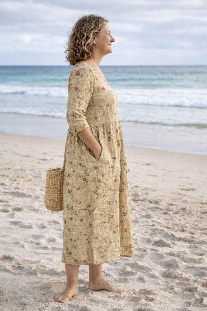 Seaside Breeze | Embroidered Eyelet Midi Dress