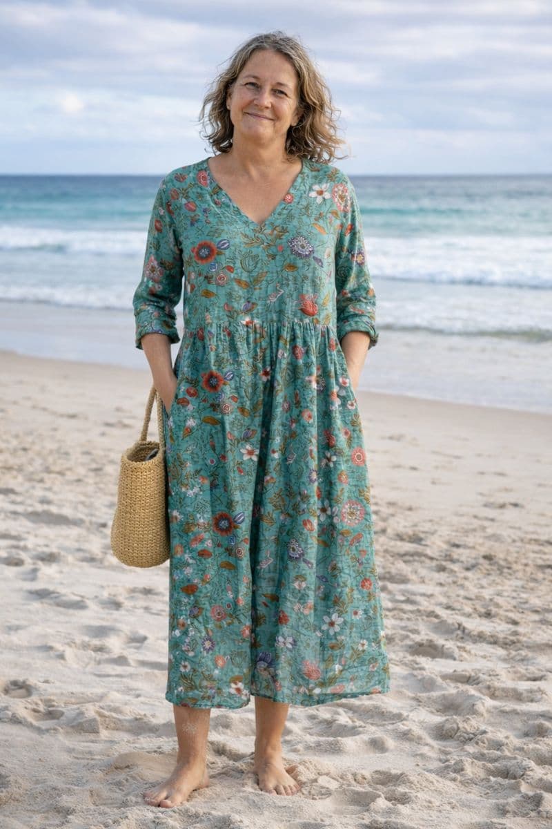 Seaside Breeze | Embroidered Eyelet Midi Dress
