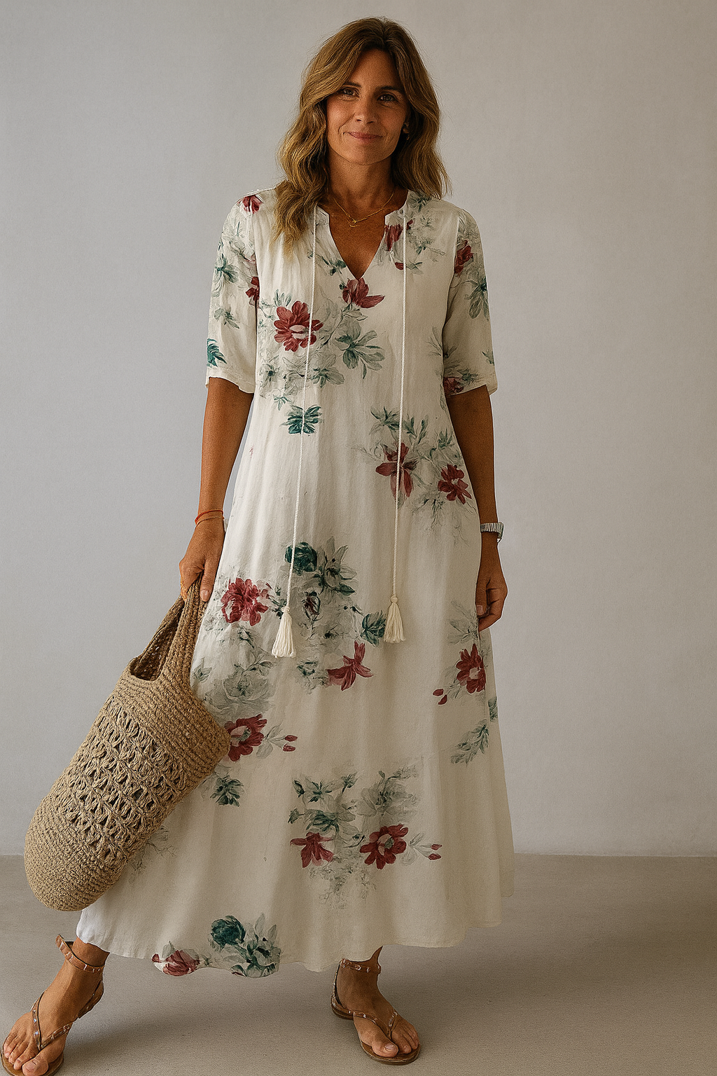 CLARA | VESTIDO BOHO VINTAGE CON ESCOTE EN V