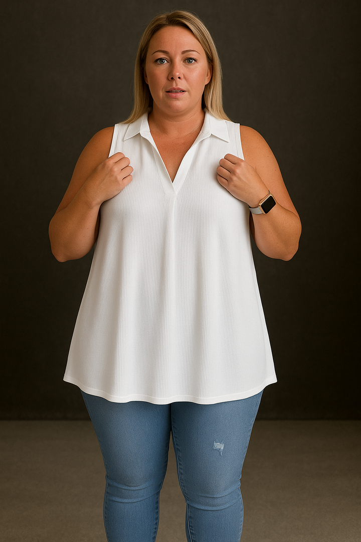 CLARA | TOP SIN MANGAS CON DETALLES ELEGANTES