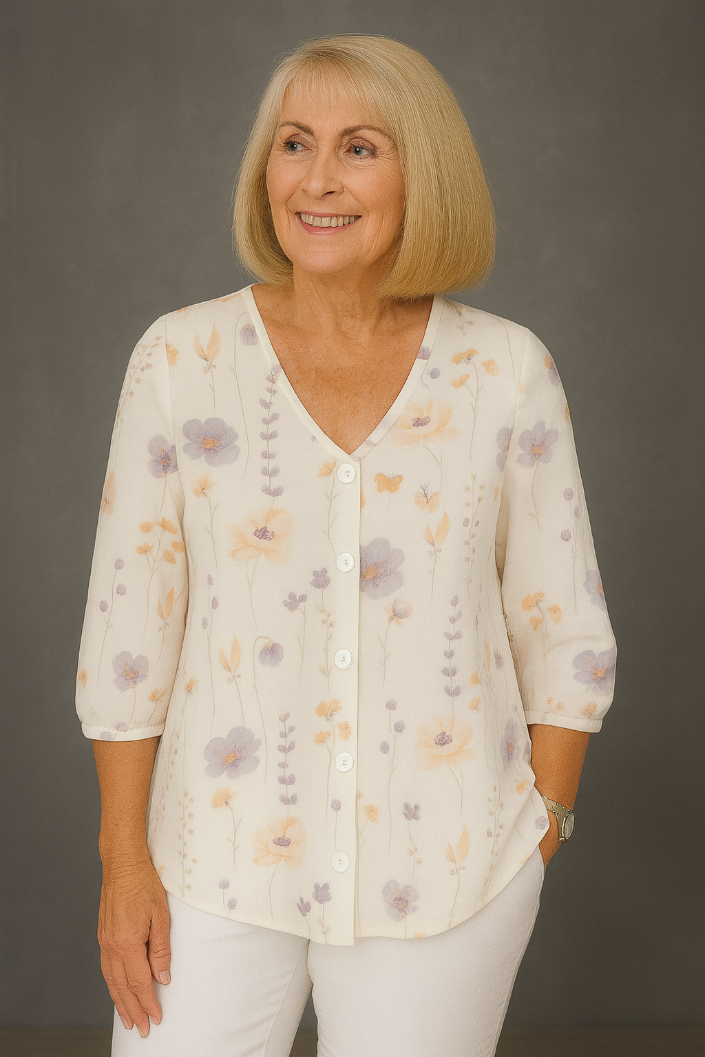 VANESA | CAMISA FLORAL CON CORTE RELAJADO Y DETALLES FEMENINOS