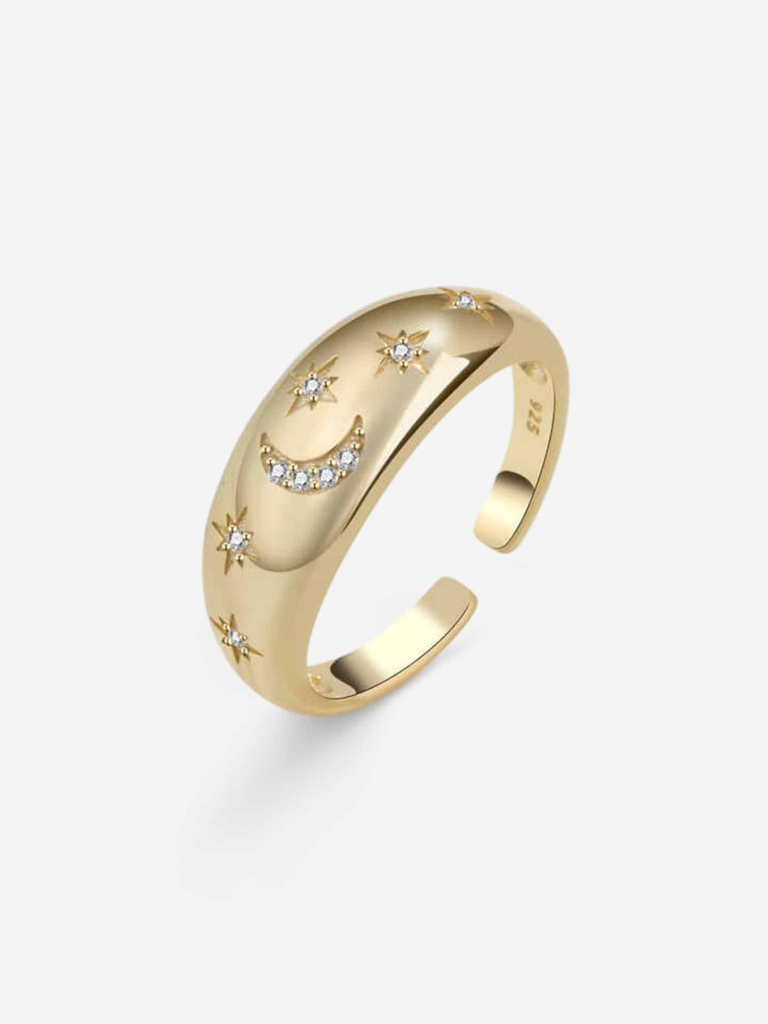 STELLAR DREAMS | ANILLO CON LUNA CRECIENTE Y ESTRELLAS