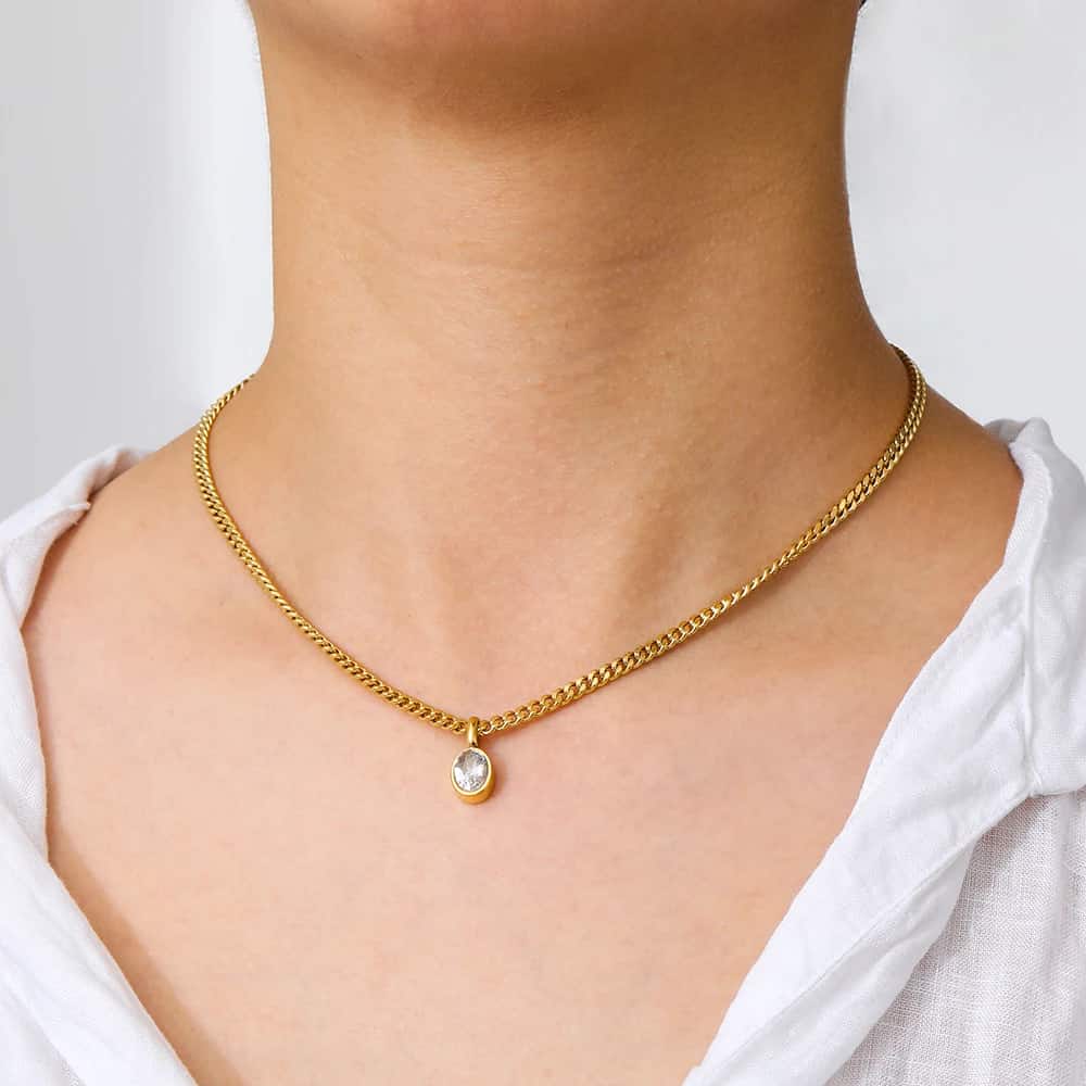 VEGA CHAIN | COLLAR CON CADENA CURB Y CRISTAL ELEGANTE