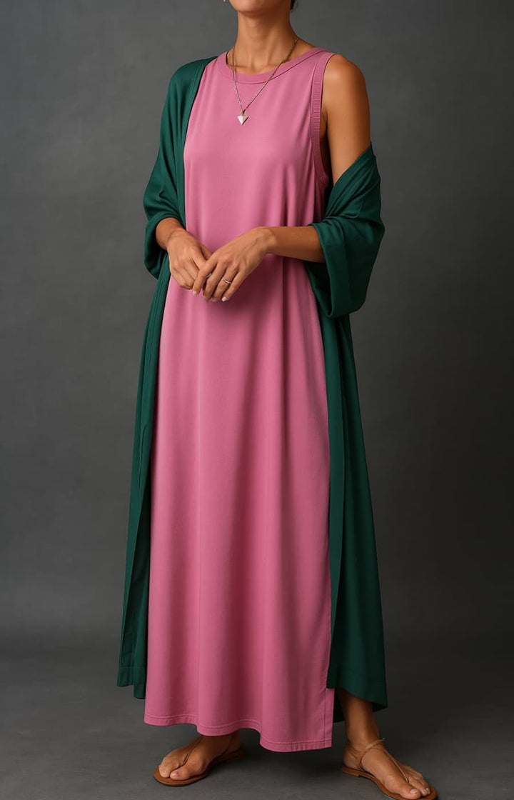 AURELIA | CONJUNTO ELEGANTE DE VESTIDO Y CÁRDIGAN EN SATÉN