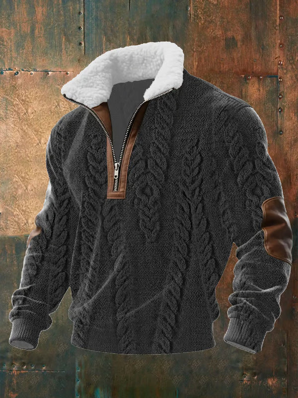 Oswin – Zip-Up Sweater with a High Fur-Trimmed Collar