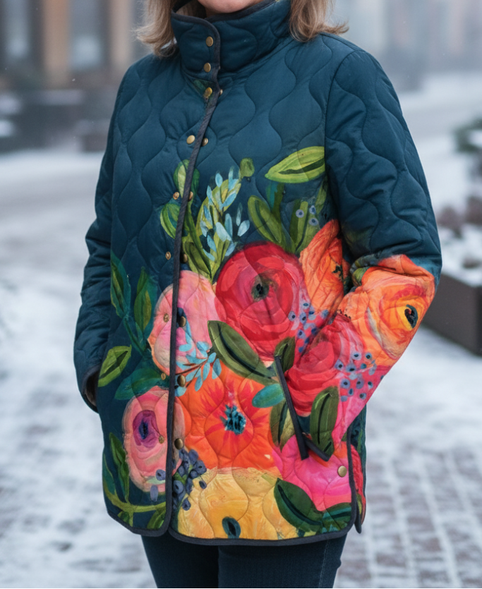 Amaya | Vintage Floral Print Quilted Jacket