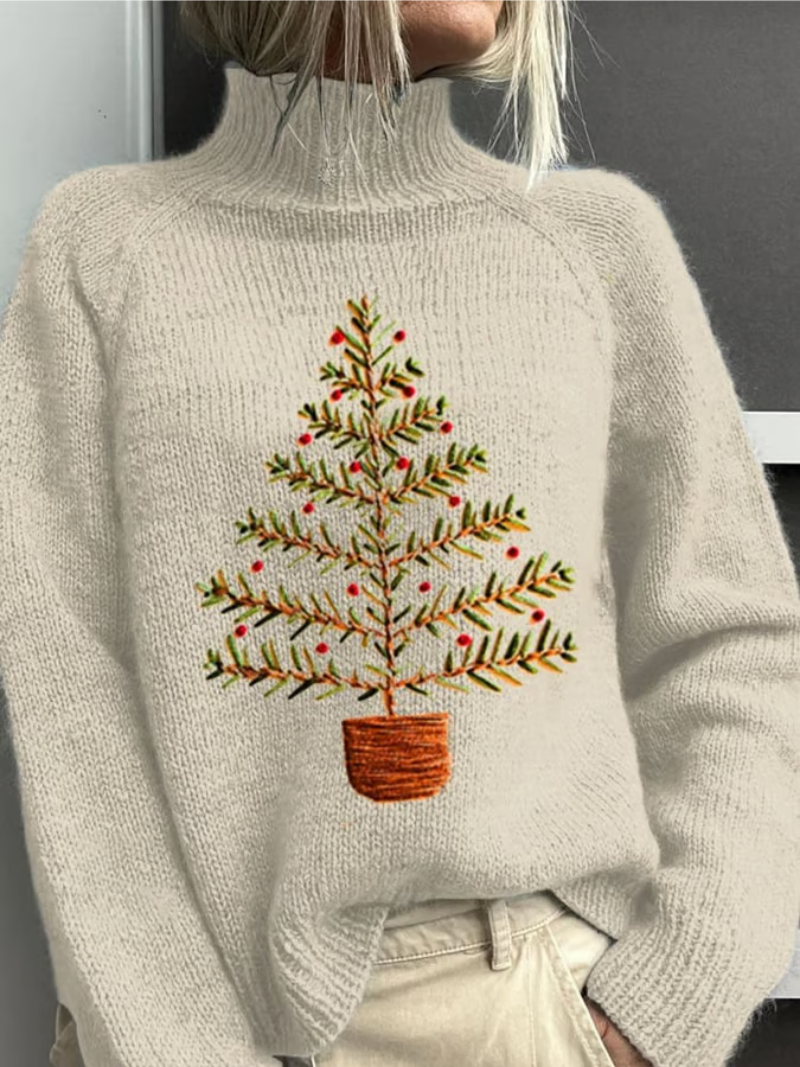 Christmas fir Turtleneck | Soft High-Neck Sweater