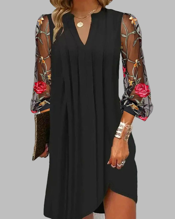Renee | Elegant Long Dress for Women with Embroidered Sleeves