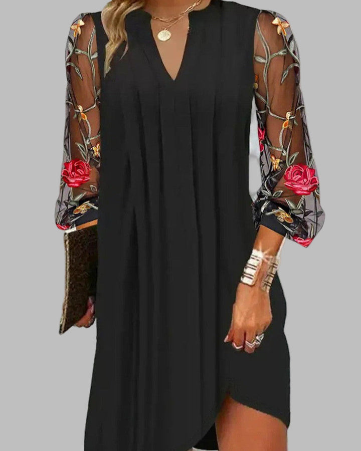 Renee | Elegant Long Dress for Women with Embroidered Sleeves