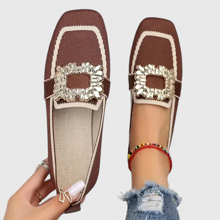 Elena | Embellished Square-Toe Loafers