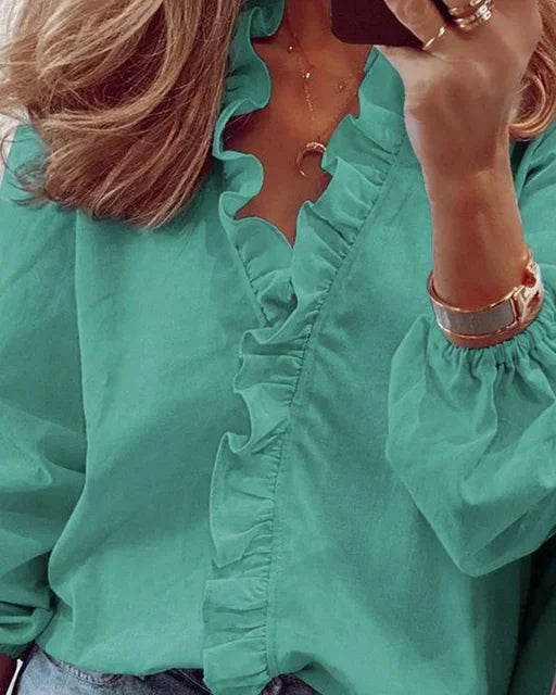 🌈Blusa Elegante de manga larga con volantes🌈