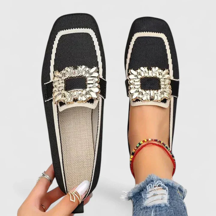 Elena | Embellished Square-Toe Loafers