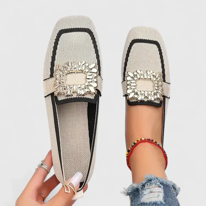 Elena | Embellished Square-Toe Loafers