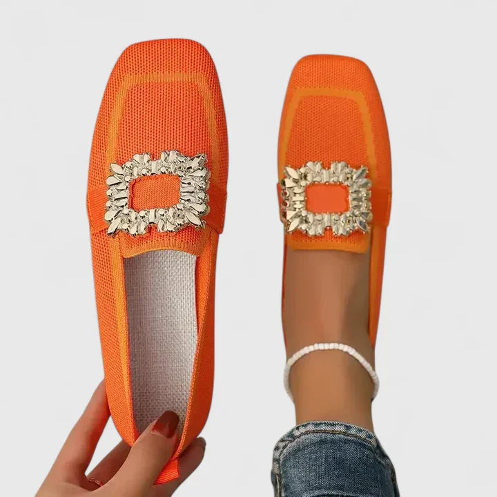 Elena | Embellished Square-Toe Loafers