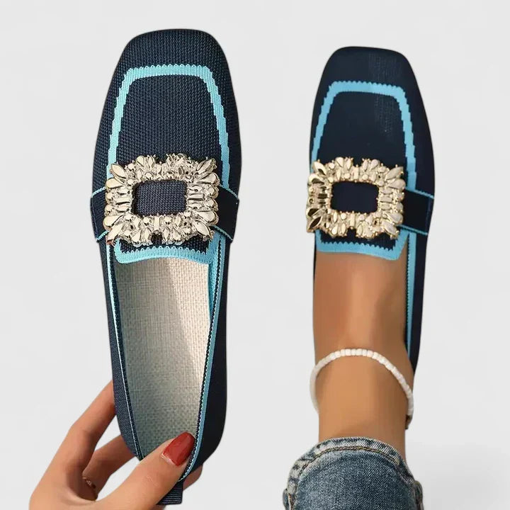 Elena | Embellished Square-Toe Loafers