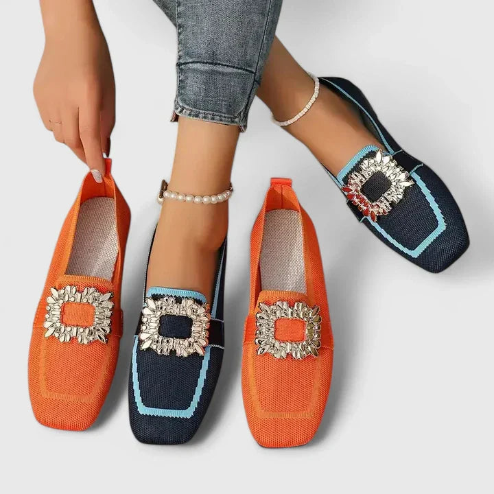 Elena | Embellished Square-Toe Loafers