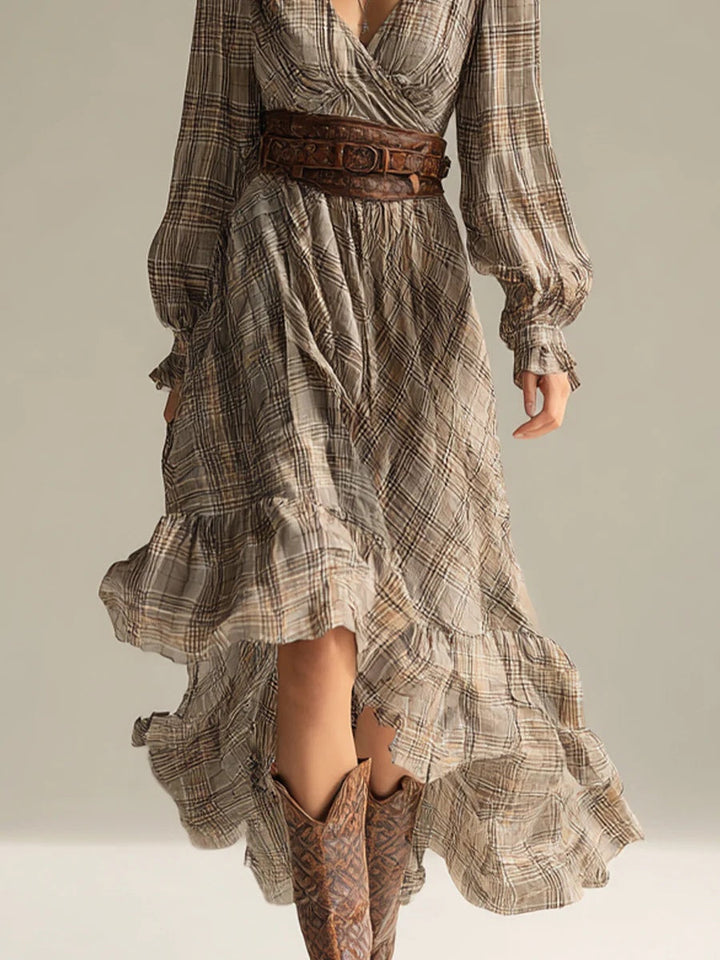 VALERIA | PLAID WRAP MAXI DRESS