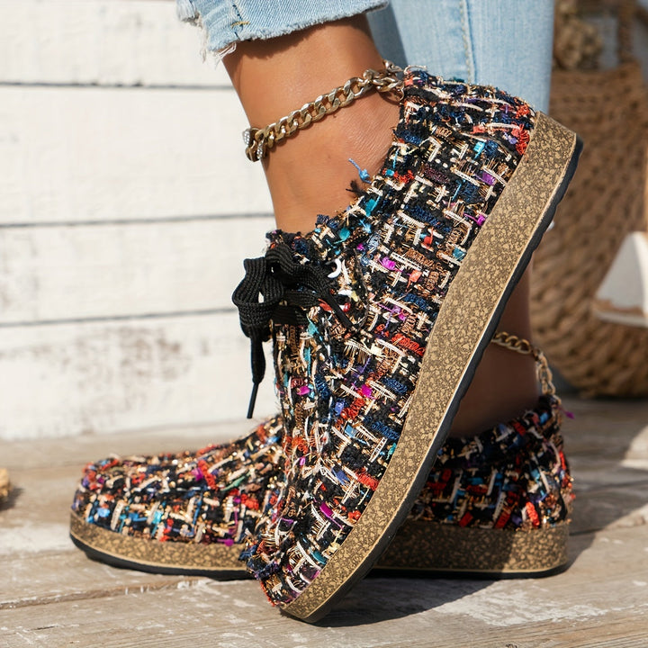 Women’s Vintage Woven Lace-Up Sneakers