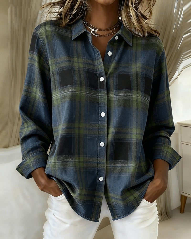 Gloria® | Shirt with Check Pattern and Notched Collar