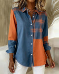 Cynthia® | Shirt with Notched Collar and Checked Contrast Design