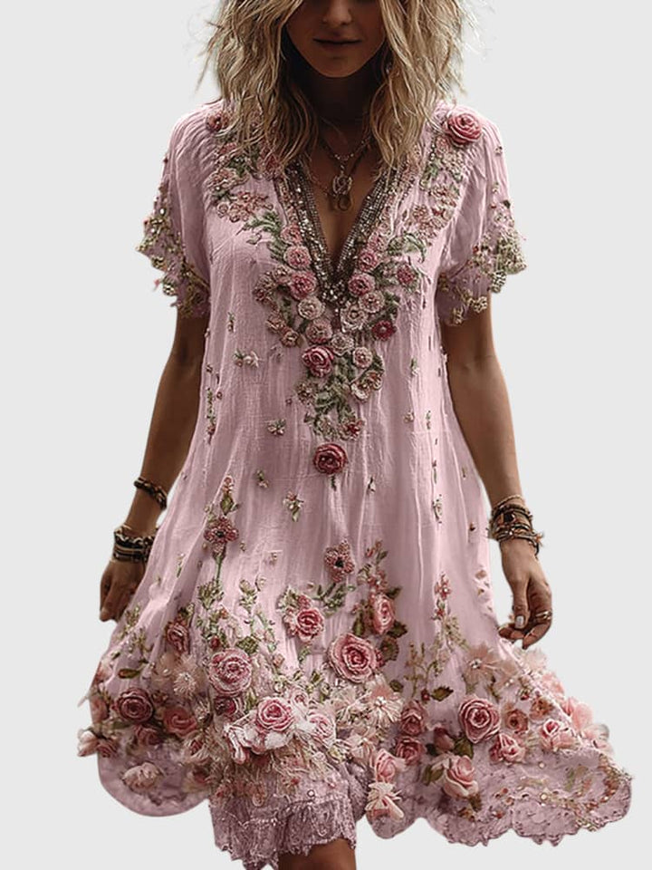 ISLA | LATE SUMMER MIDI DRESS WITH FLORAL CHARM