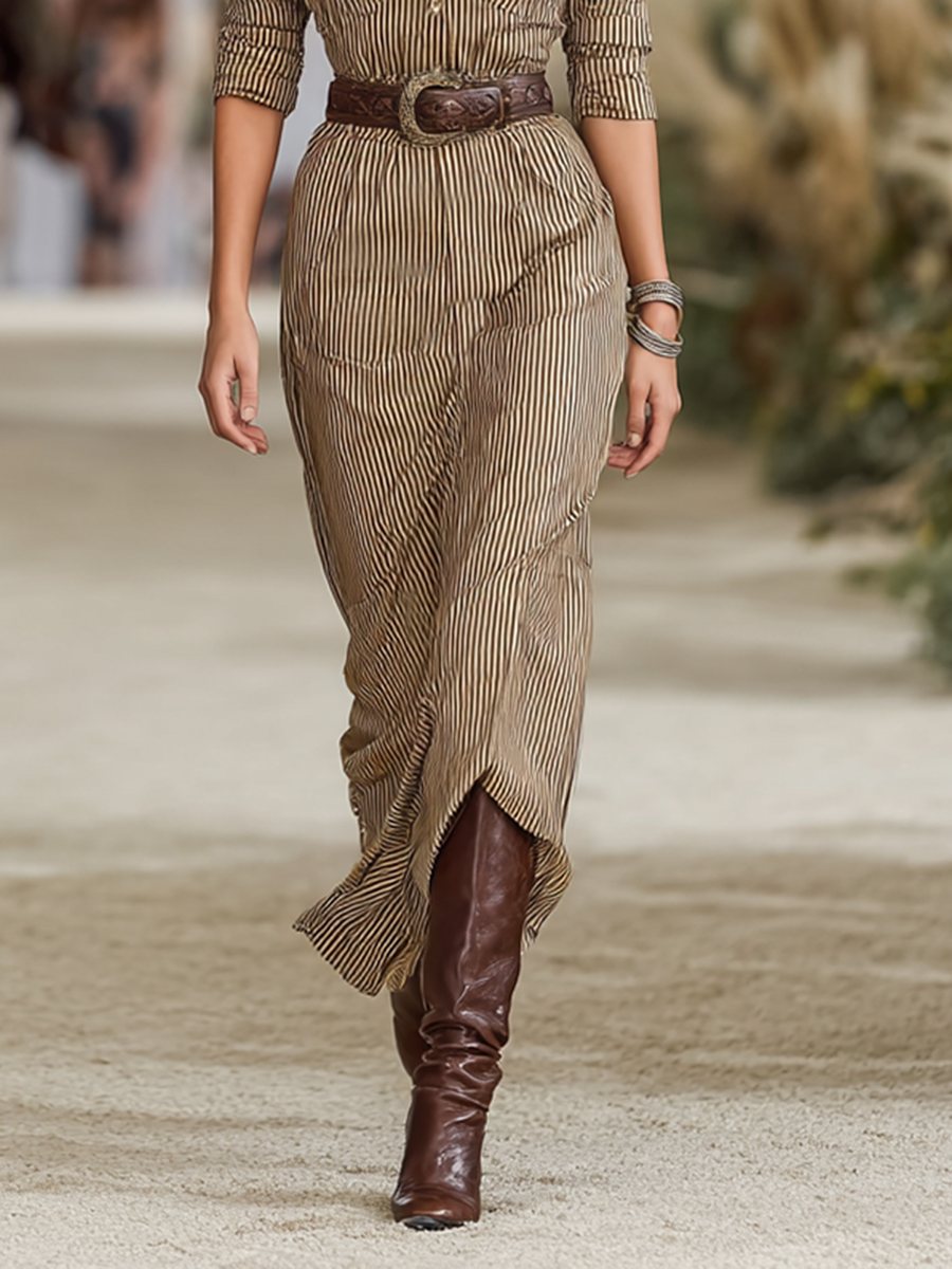 SOFÍA | STRIPED SHIRT MAXI DRESS