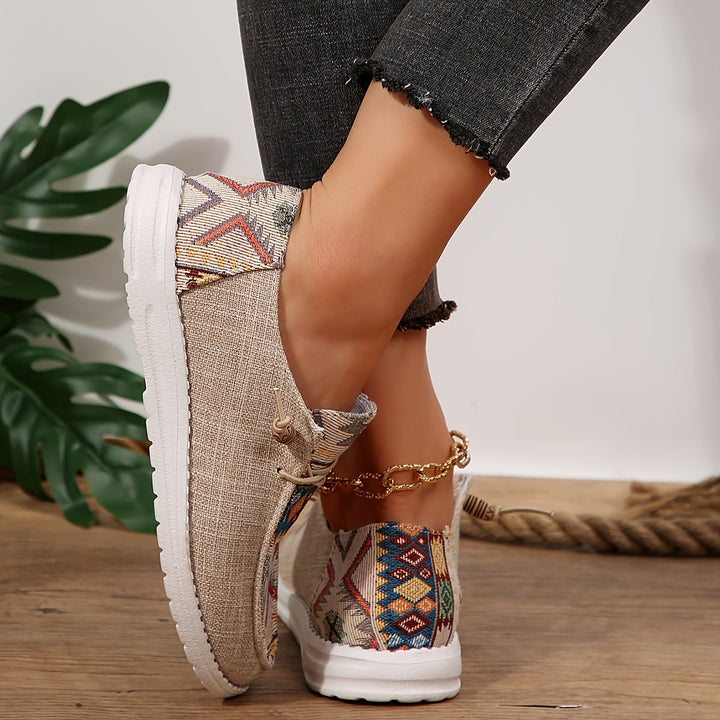 Women’s Vintage Ethnic Lace-Up Sneakers