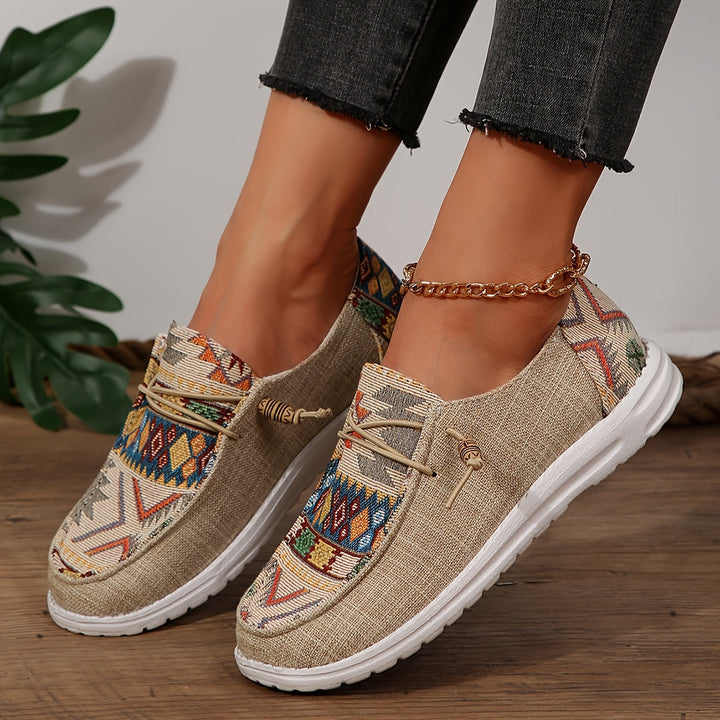 Women’s Vintage Ethnic Lace-Up Sneakers