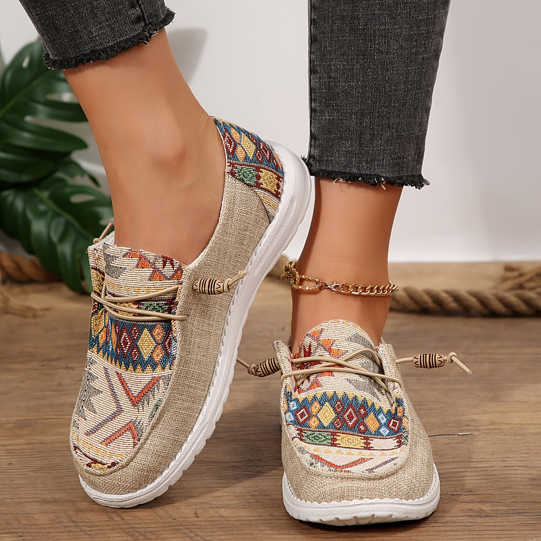 Women’s Vintage Ethnic Lace-Up Sneakers
