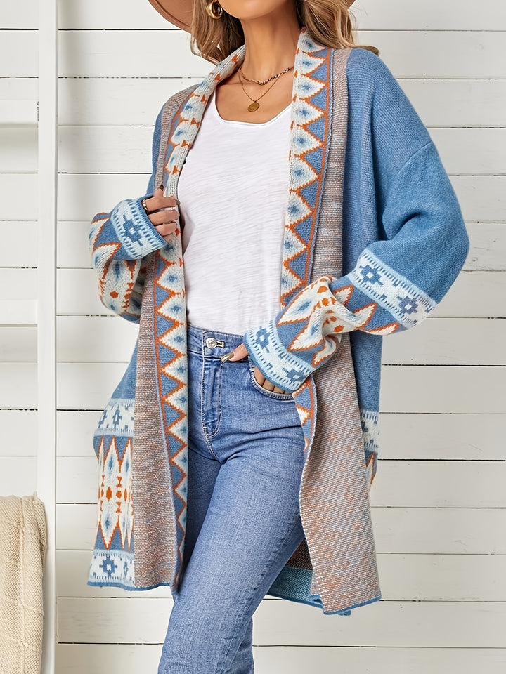 ISABELLA | BLUE AZTEC COMFORTABLE CARDIGAN