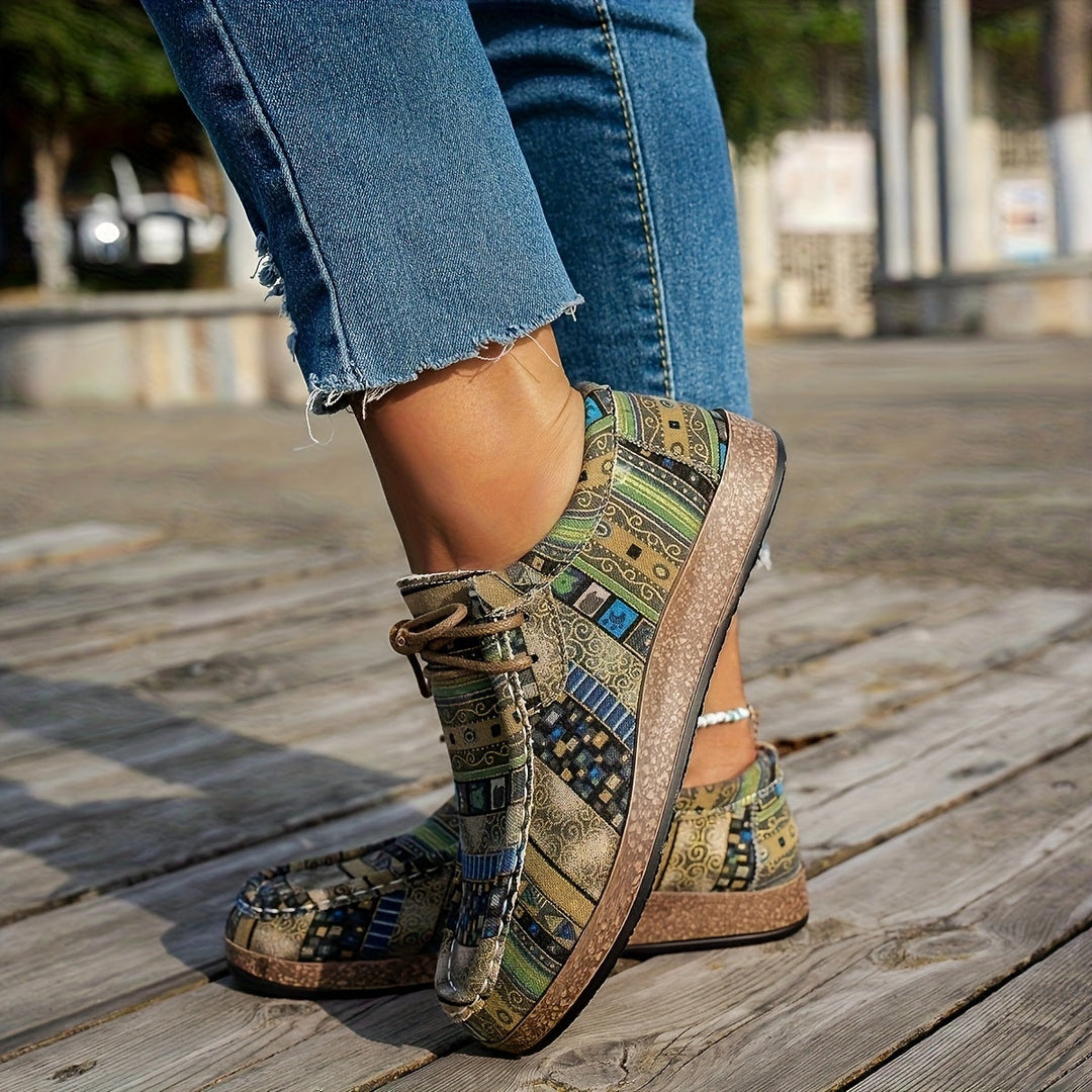 Women's Vintage Geometric Printed Sneakers