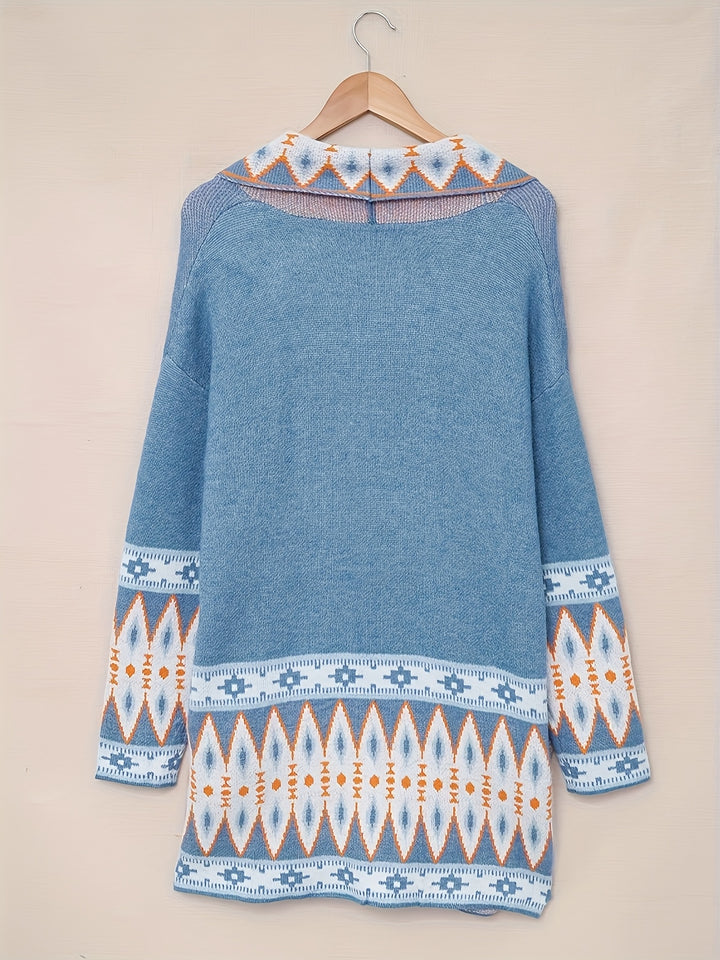 ISABELLA | BLUE AZTEC COMFORTABLE CARDIGAN